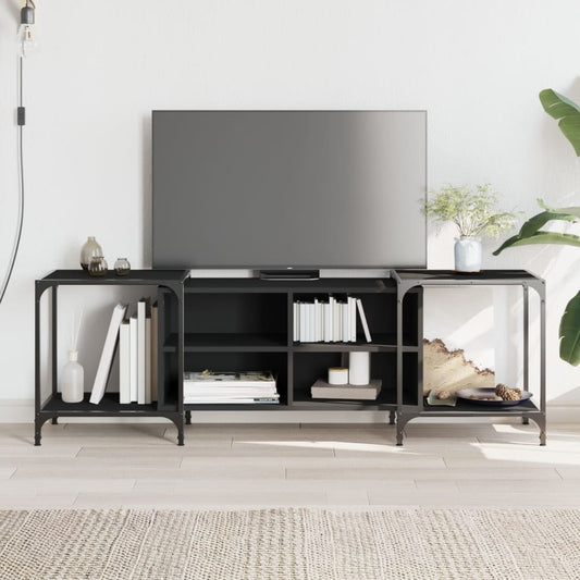 Mobile Porta TV Nero 153x37x50 cm in Legno Multistrato - homemem39