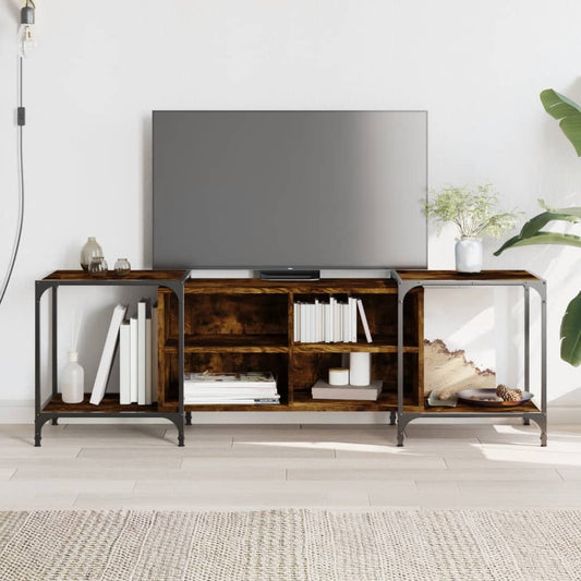 Mobile Porta TV Rovere Fumo 153x37x50 cm in Legno Multistrato - homemem39