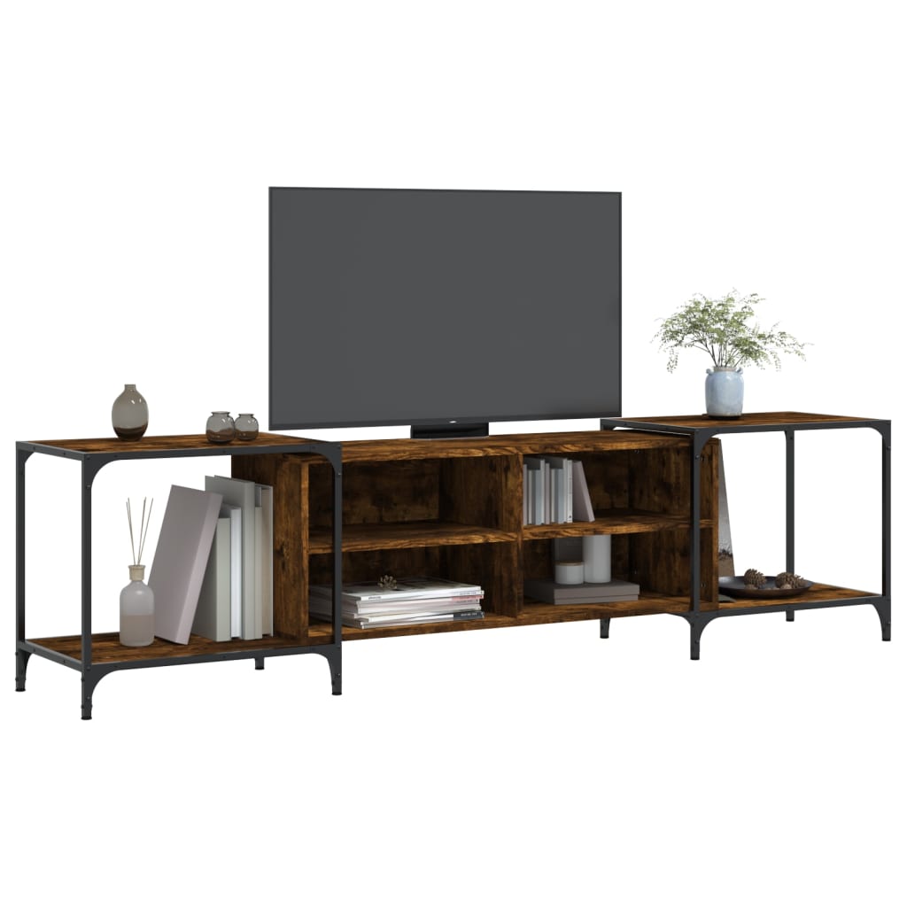 Mobile Porta TV Rovere Fumo 203x37x50 cm in Legno Multistrato - homemem39