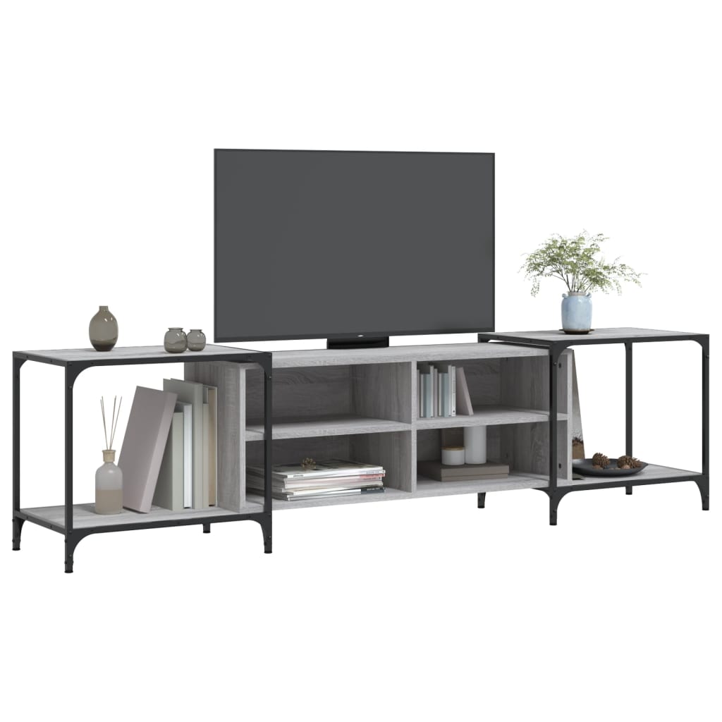 Mobile Porta TV Grigio Sonoma 203x37x50 cm in Legno Multistrato - homemem39