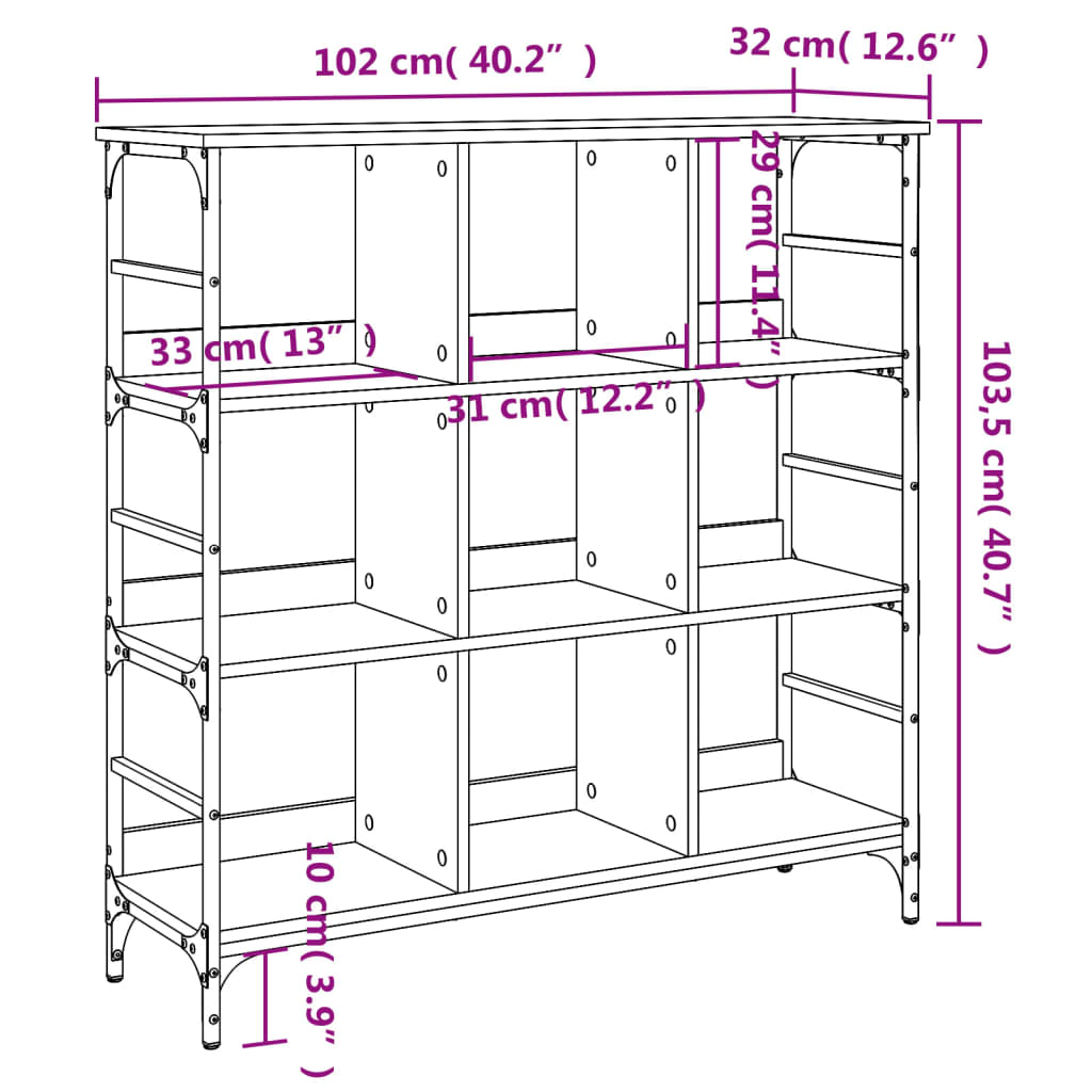 Credenza Nera 102x32x103,5 cm in Legno Multistrato - homemem39