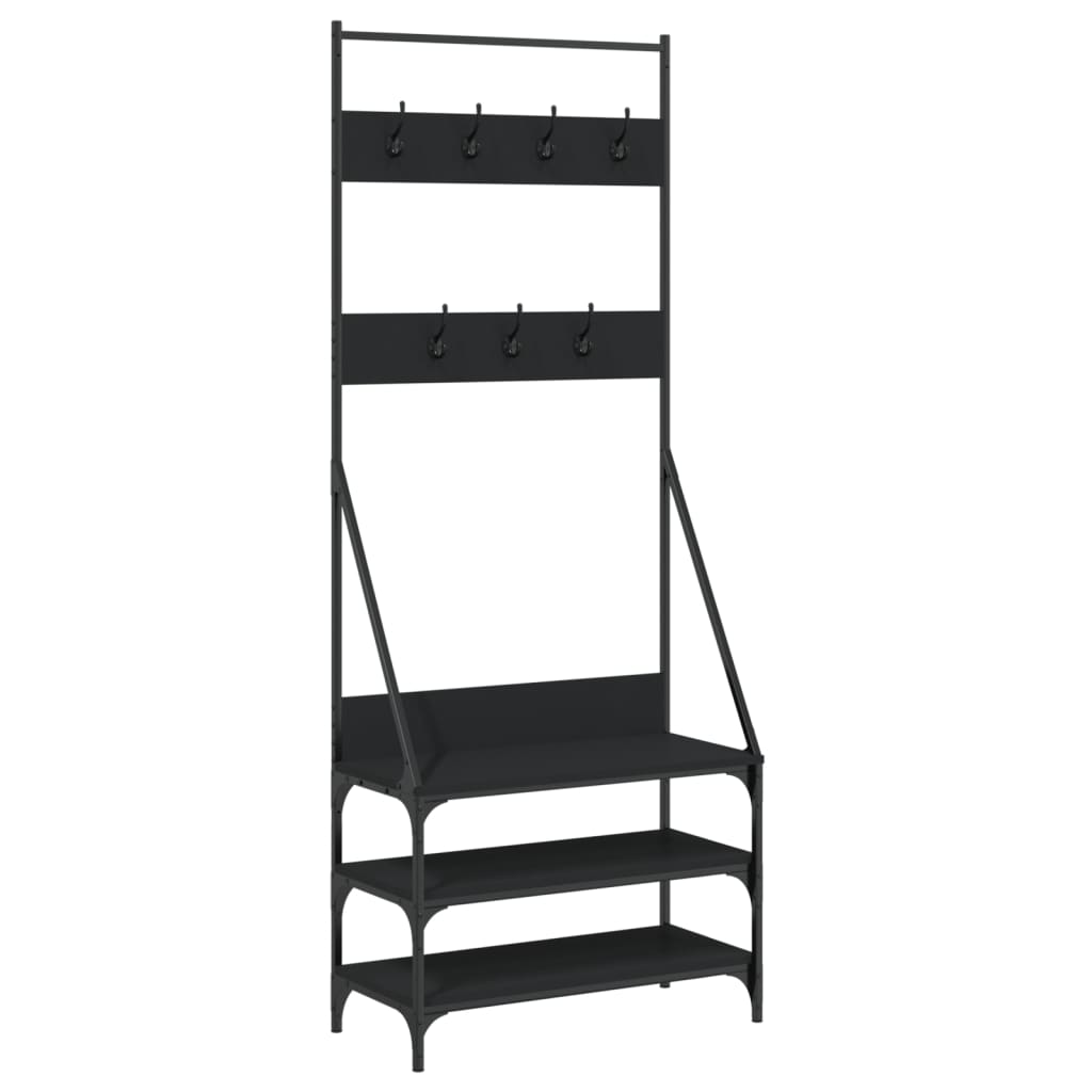 Appendiabiti con Porta Scarpe Nero 72x34x184 cm - homemem39