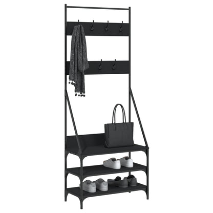 Appendiabiti con Porta Scarpe Nero 72x34x184 cm - homemem39