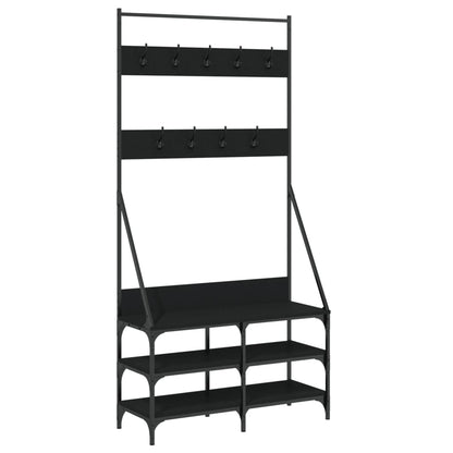 Appendiabiti con Porta Scarpe Nero 90x34x184 cm - homemem39