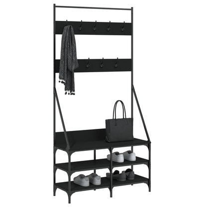 Appendiabiti con Porta Scarpe Nero 90x34x184 cm - homemem39