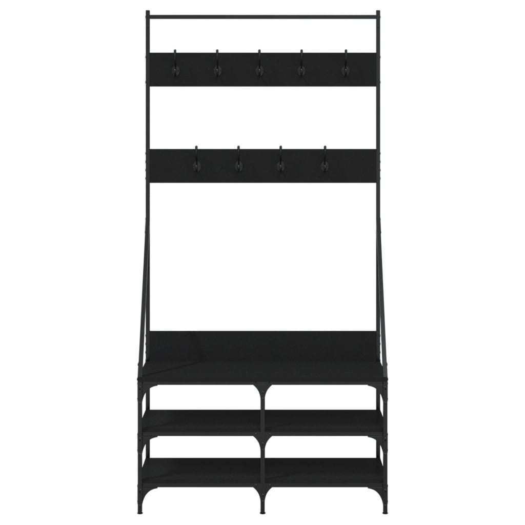 Appendiabiti con Porta Scarpe Nero 90x34x184 cm - homemem39