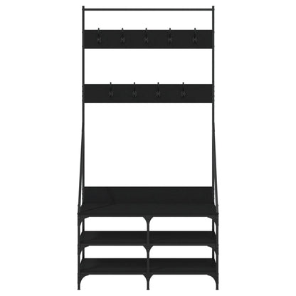 Appendiabiti con Porta Scarpe Nero 90x34x184 cm - homemem39