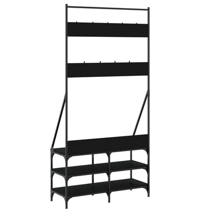 Appendiabiti con Porta Scarpe Nero 90x34x184 cm - homemem39