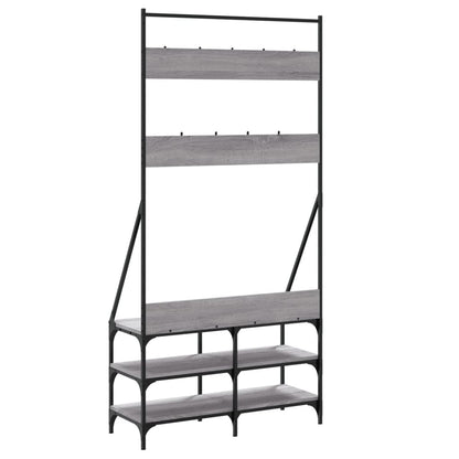 Appendiabiti con Porta Scarpe Grigio Sonoma 90x34x184 cm - homemem39