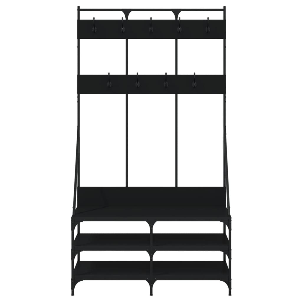 Appendiabiti con Porta Scarpe Nero 100x40x184 cm - homemem39