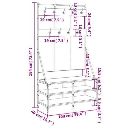 Appendiabiti con Porta Scarpe Nero 100x40x184 cm - homemem39