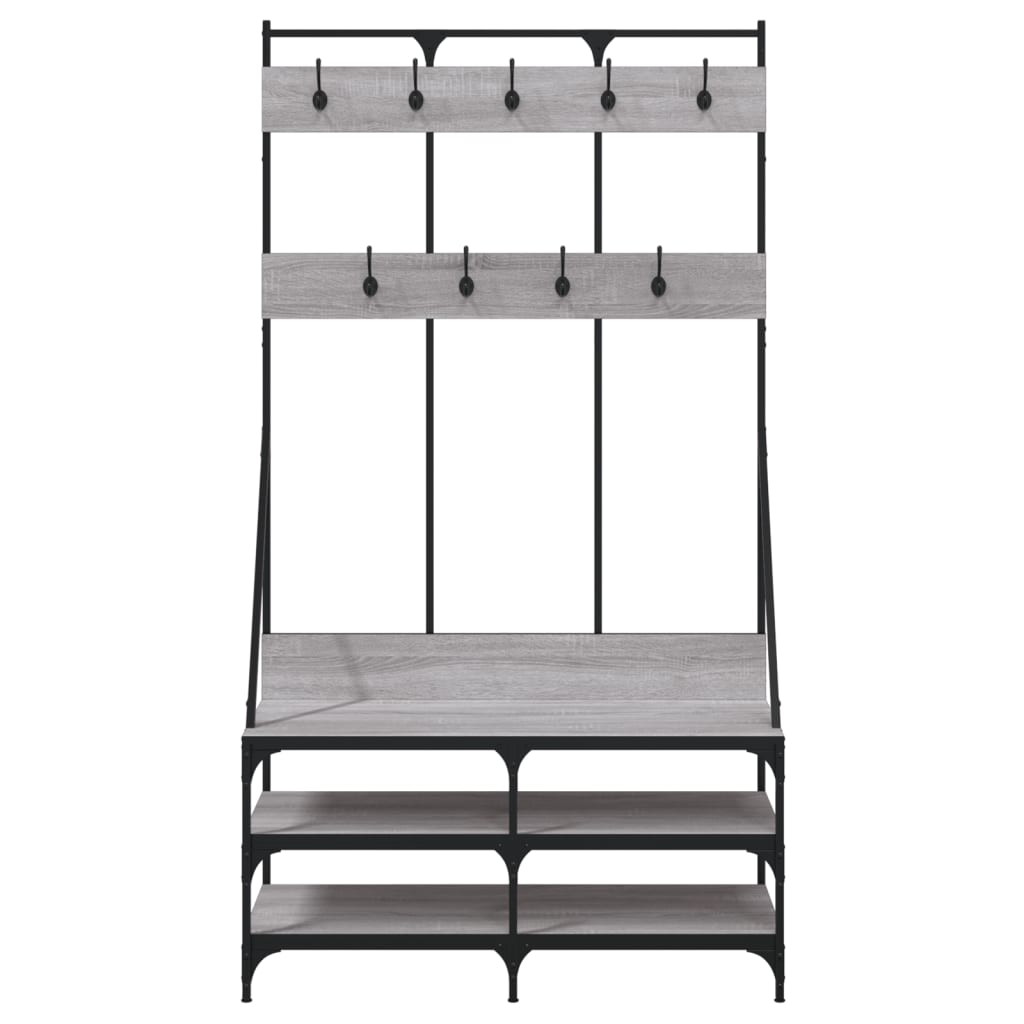 Appendiabiti con Porta Scarpe Grigio Sonoma 100x40x184 cm - homemem39