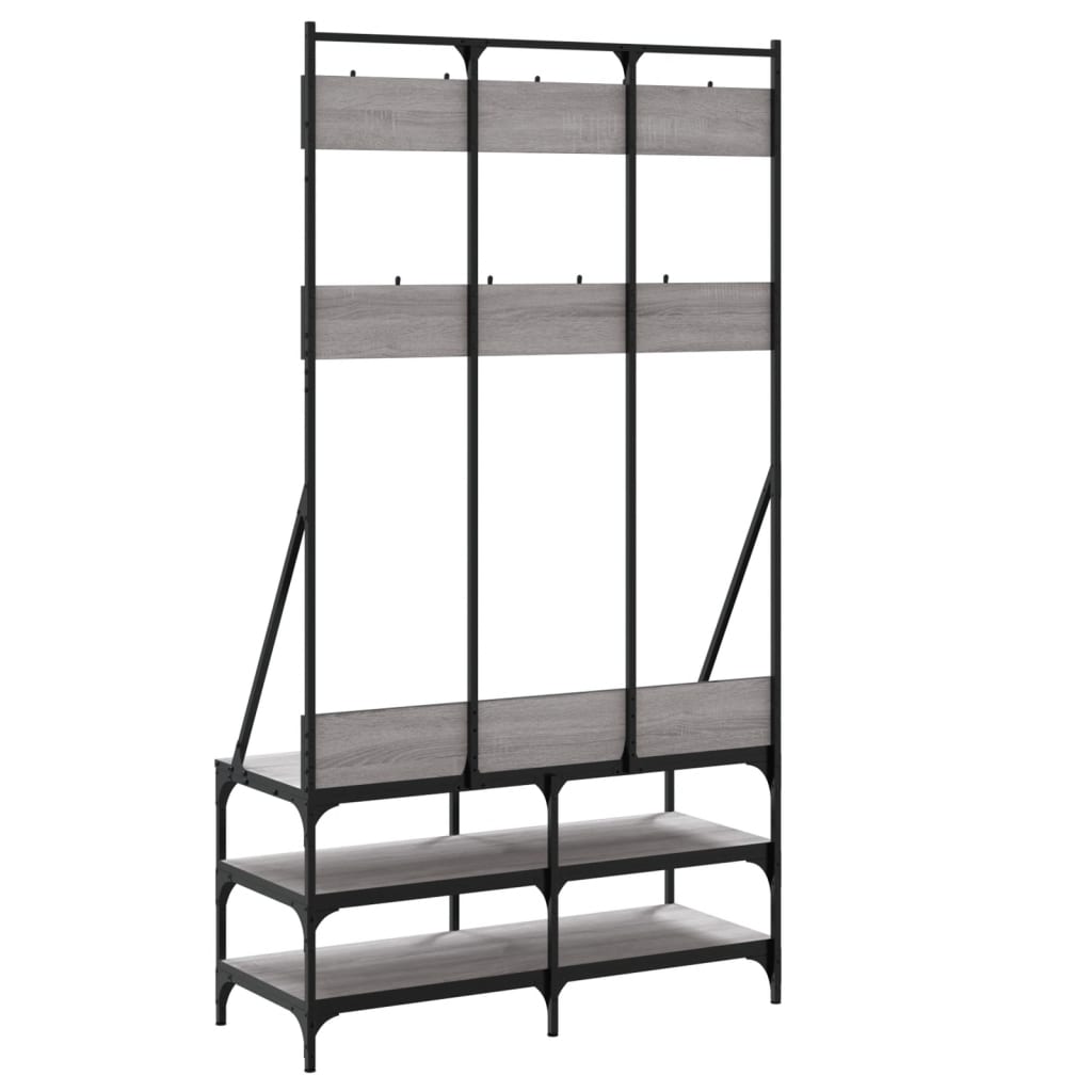 Appendiabiti con Porta Scarpe Grigio Sonoma 100x40x184 cm - homemem39