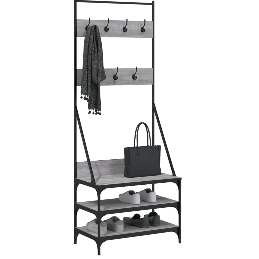 Appendiabiti con Porta Scarpe Grigio Sonoma 70x40x184 cm - homemem39