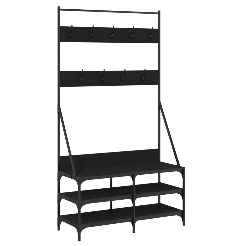 Appendiabiti con Porta Scarpe Nero 100x40x184 cm - homemem39