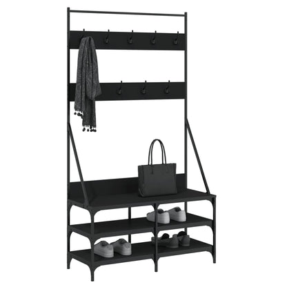 Appendiabiti con Porta Scarpe Nero 100x40x184 cm - homemem39