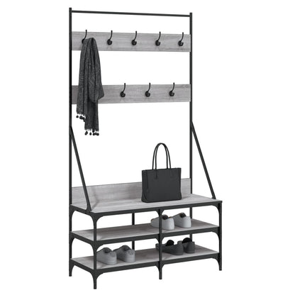 Appendiabiti con Porta Scarpe Grigio Sonoma 100x40x184 cm - homemem39