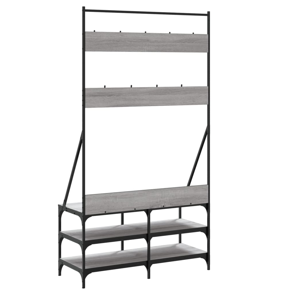 Appendiabiti con Porta Scarpe Grigio Sonoma 100x40x184 cm - homemem39