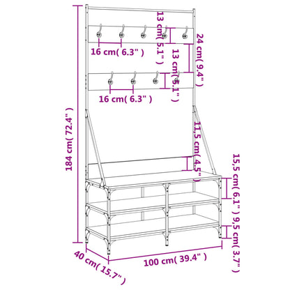 Appendiabiti con Porta Scarpe Grigio Sonoma 100x40x184 cm - homemem39