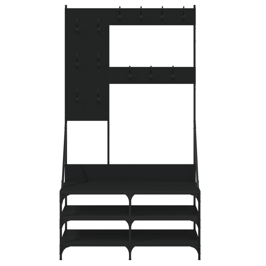 Appendiabiti con Porta Scarpe Nero 100x40x184 cm - homemem39