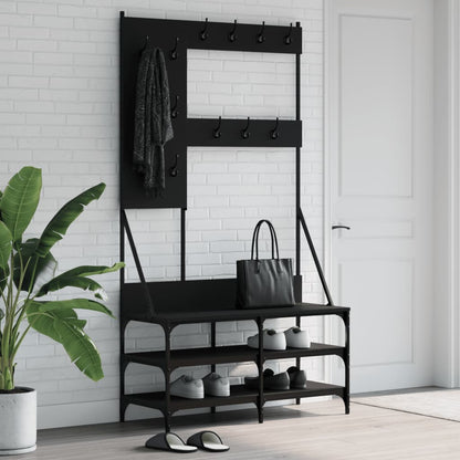 Appendiabiti con Porta Scarpe Nero 100x40x184 cm - homemem39