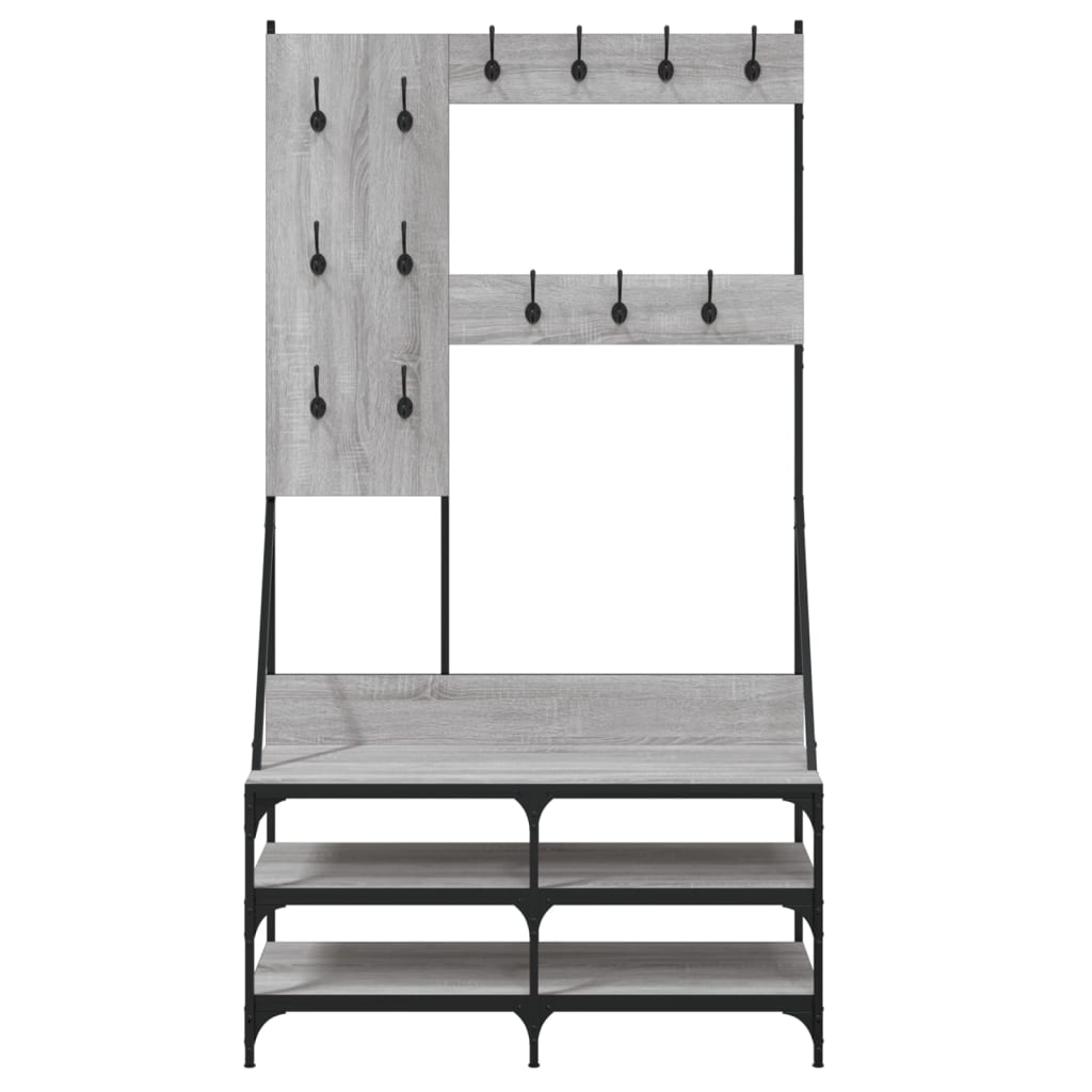 Appendiabiti con Porta Scarpe Grigio Sonoma 100x40x184 cm - homemem39