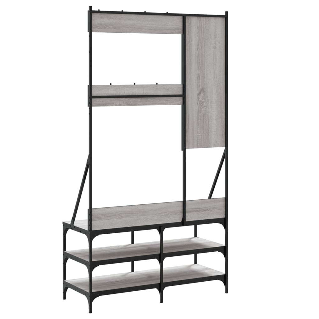 Appendiabiti con Porta Scarpe Grigio Sonoma 100x40x184 cm - homemem39