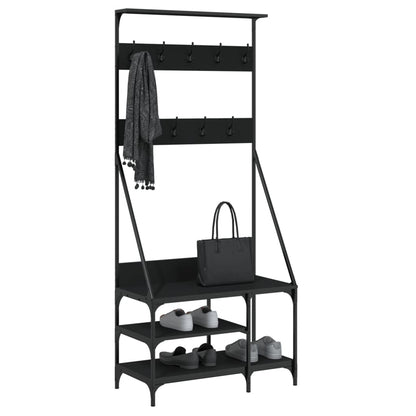 Appendiabiti con Porta Scarpe Nero 80x40x184 cm - homemem39