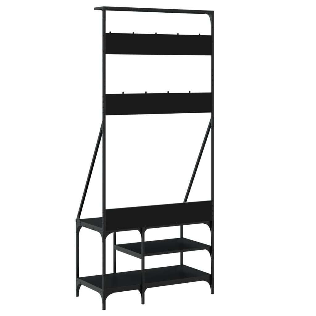 Appendiabiti con Porta Scarpe Nero 80x40x184 cm - homemem39