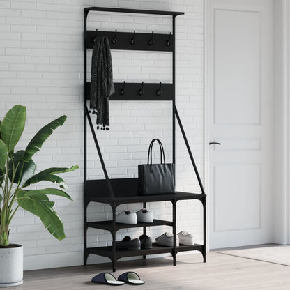 Appendiabiti con Porta Scarpe Nero 80x40x184 cm - homemem39