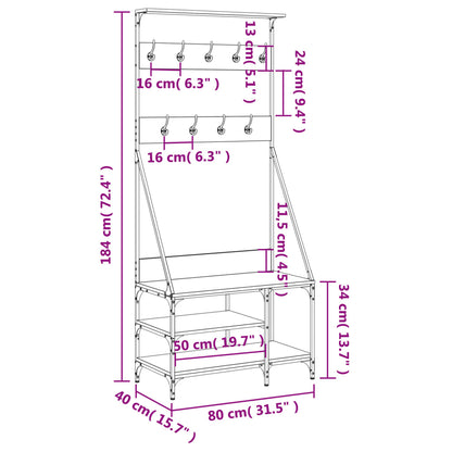 Appendiabiti con Porta Scarpe Rovere Fumo 80x40x184 cm - homemem39