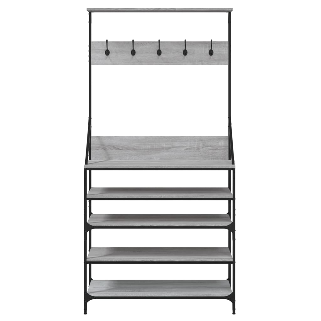 Appendiabiti con Porta Scarpe Grigio Sonoma 90x34x184 cm - homemem39