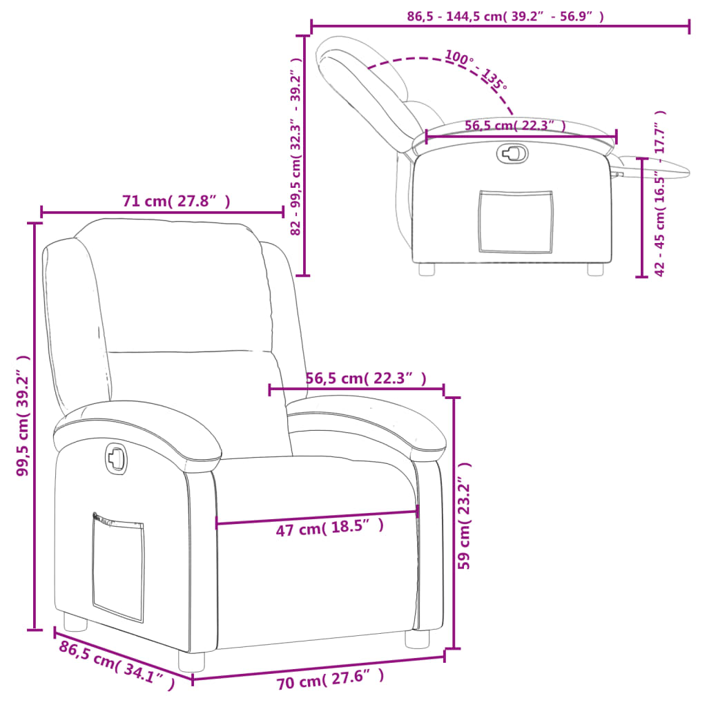 Poltrona Reclinabile in Tessuto Grigio Scuro - homemem39