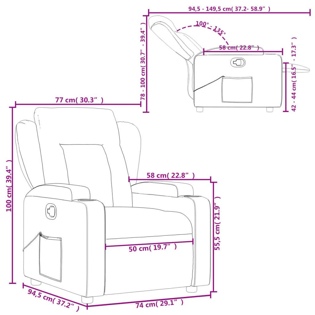 Poltrona Reclinabile in Tessuto Grigio Scuro - homemem39