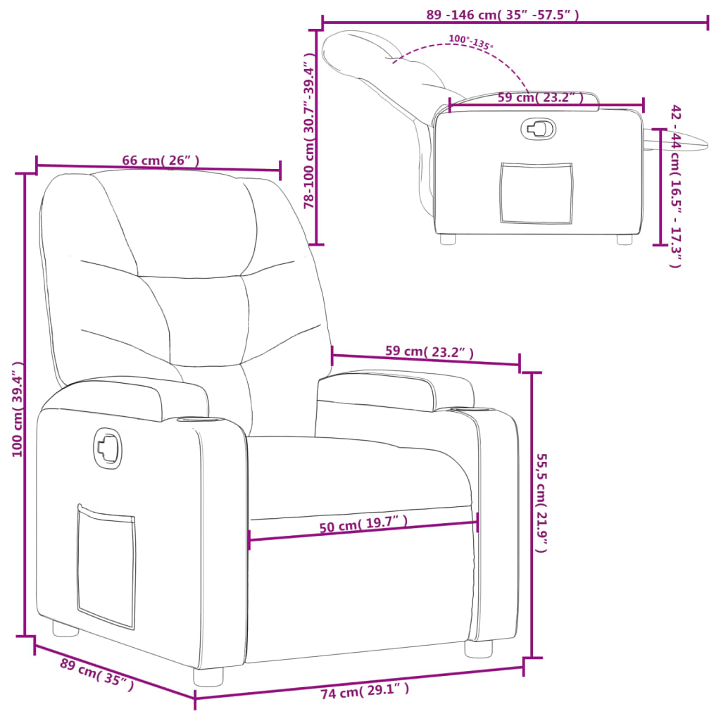 Poltrona Reclinabile Crema in Similpelle - homemem39