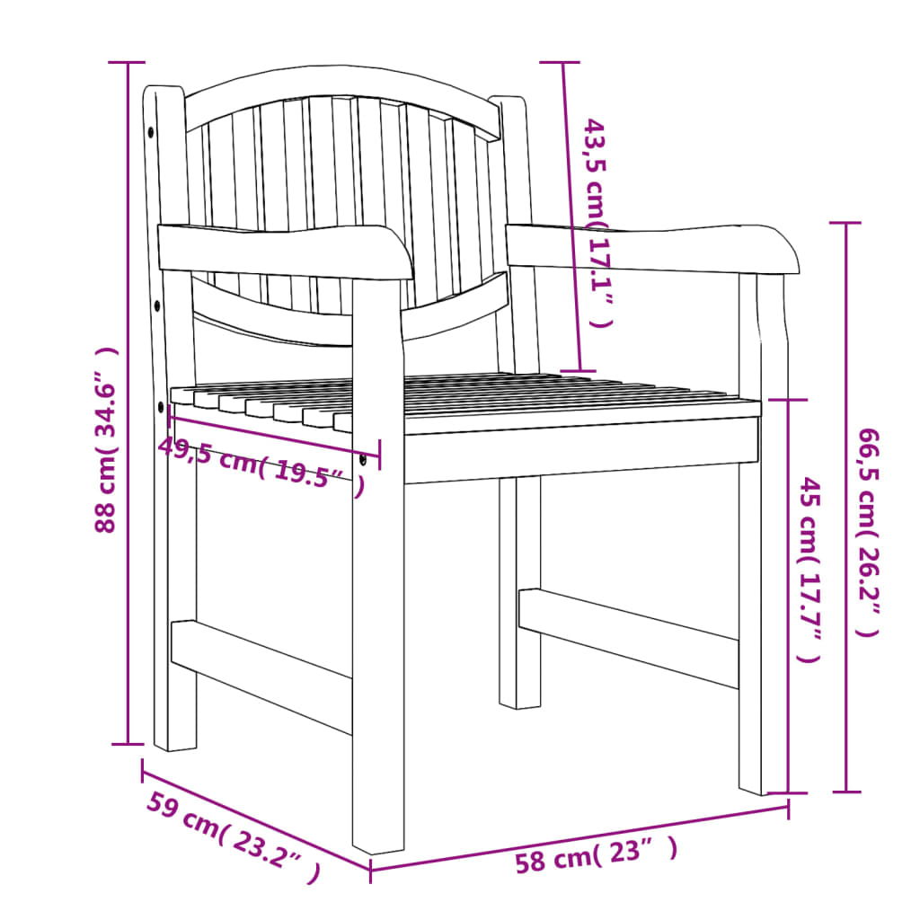 Sedie da Giardino 4 pz 58x59x88 cm in Legno Massello di Teak - homemem39