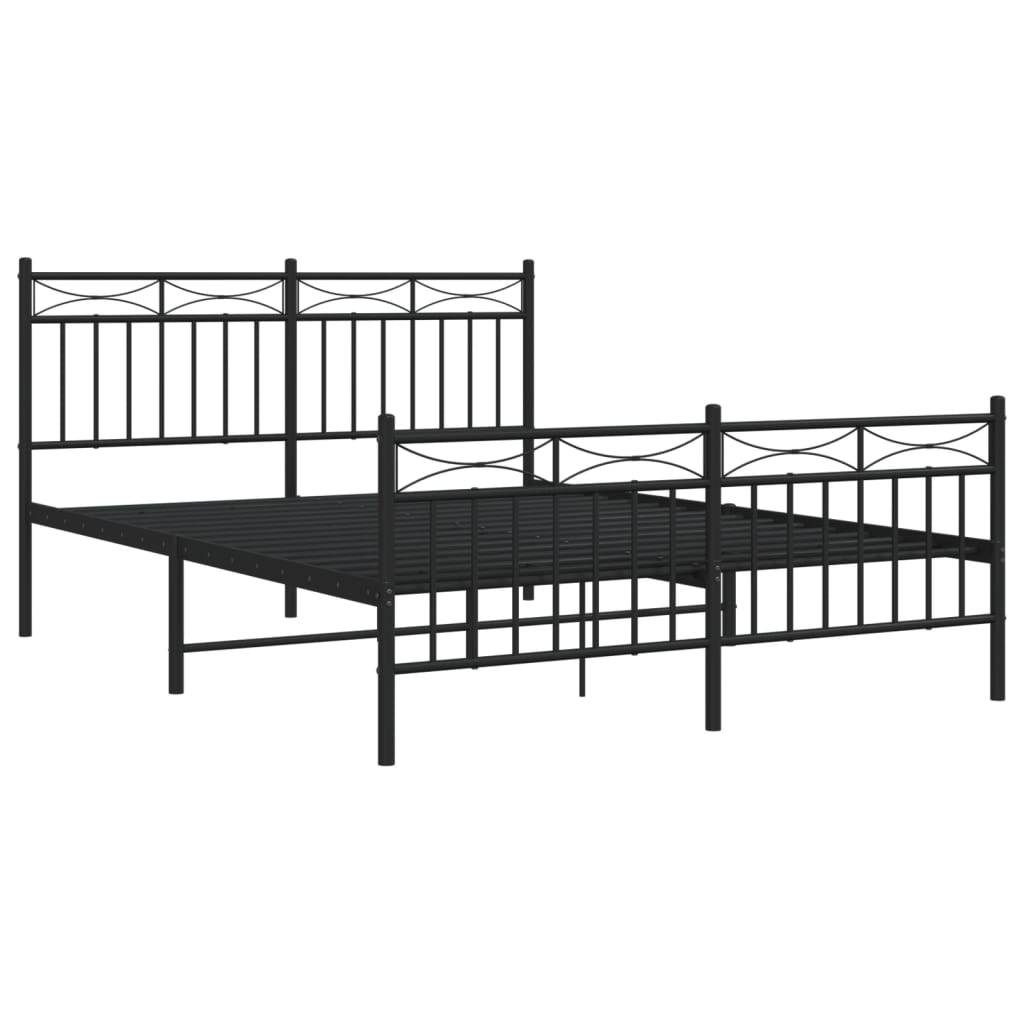 Giroletto con Testiera e Pediera Metallo Nero 135x190 cm - homemem39