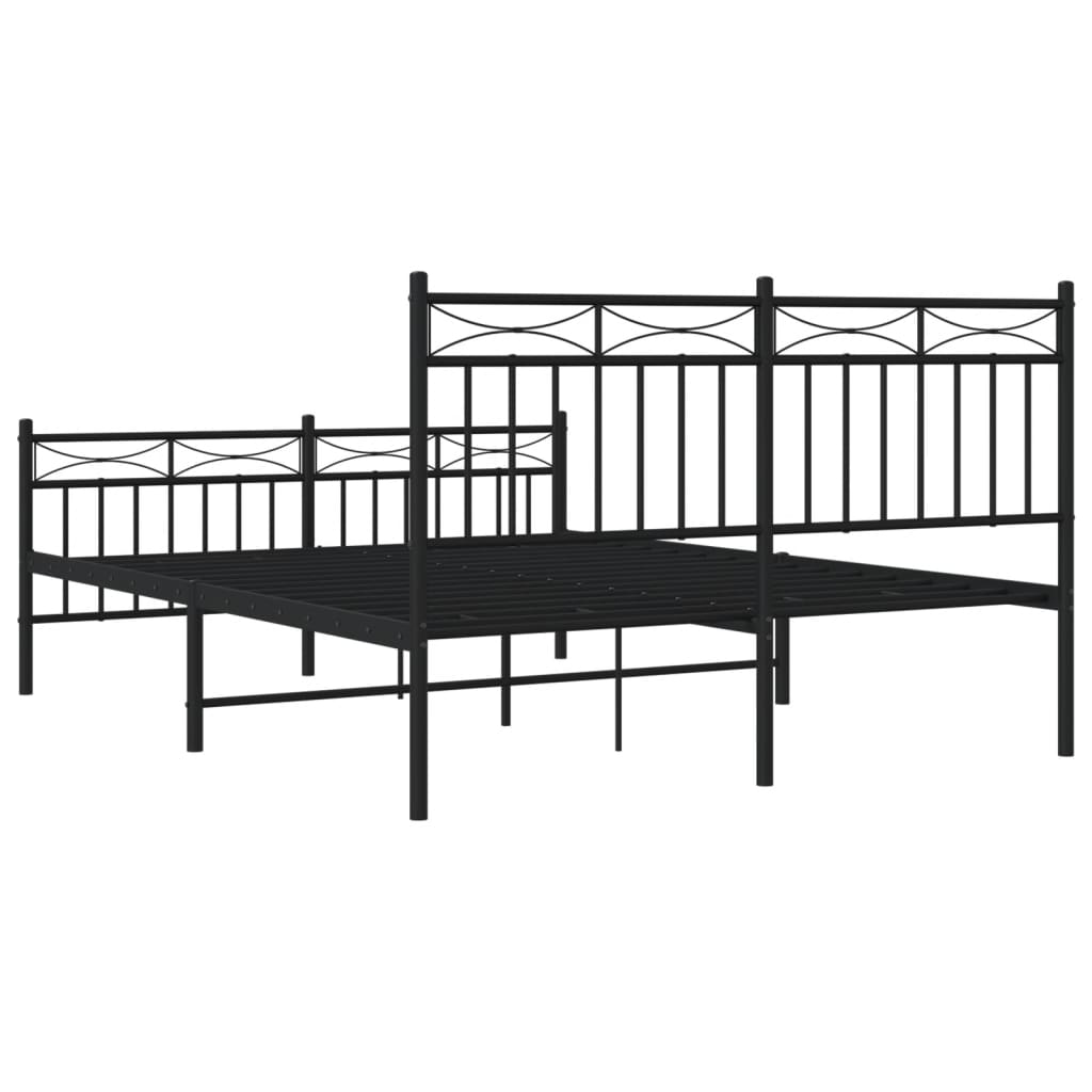 Giroletto con Testiera e Pediera Metallo Nero 140x190 cm - homemem39