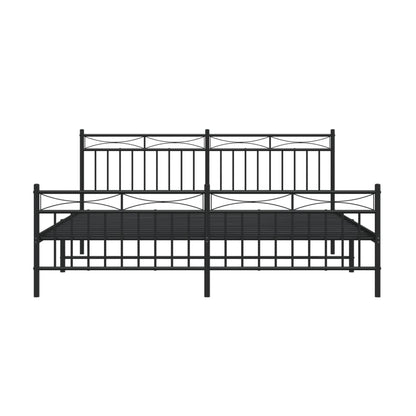 Giroletto con Testiera e Pediera Metallo Nero 183x213 cm - homemem39