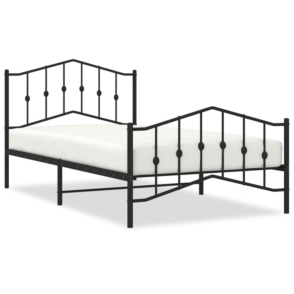 Giroletto con Testiera e Pediera Metallo Nero 107x203 cm - homemem39