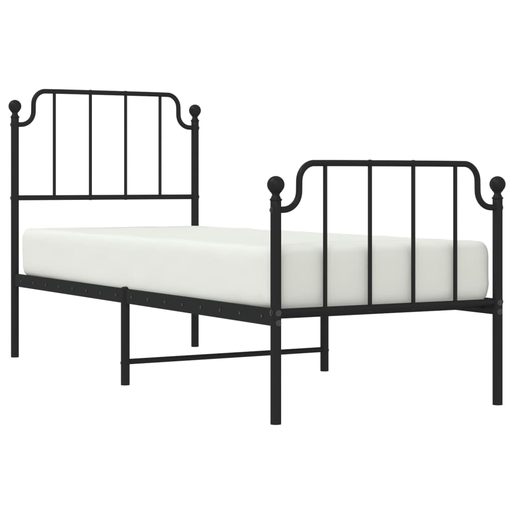 Giroletto con Testiera e Pediera Metallo Nero 75x190 cm - homemem39