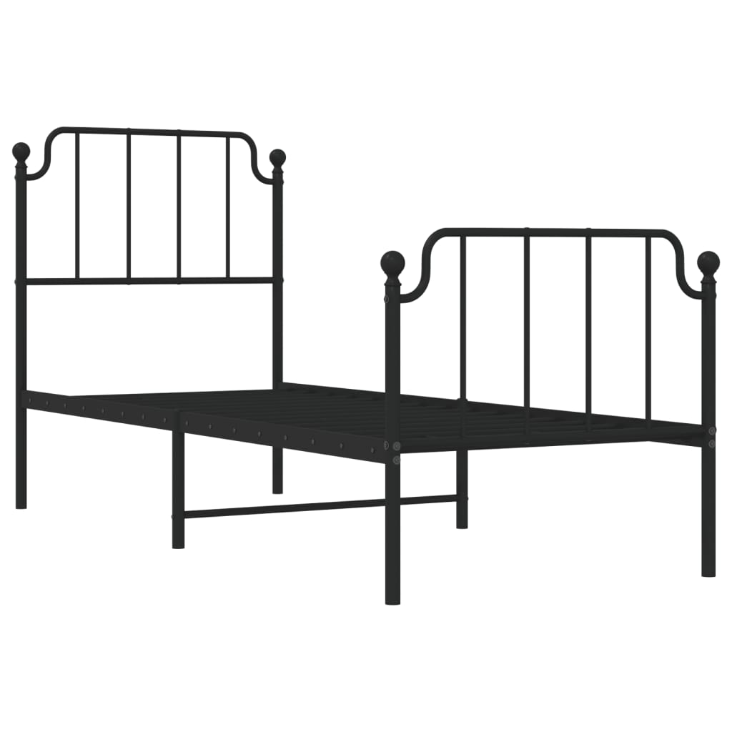 Giroletto con Testiera e Pediera Metallo Nero 75x190 cm - homemem39