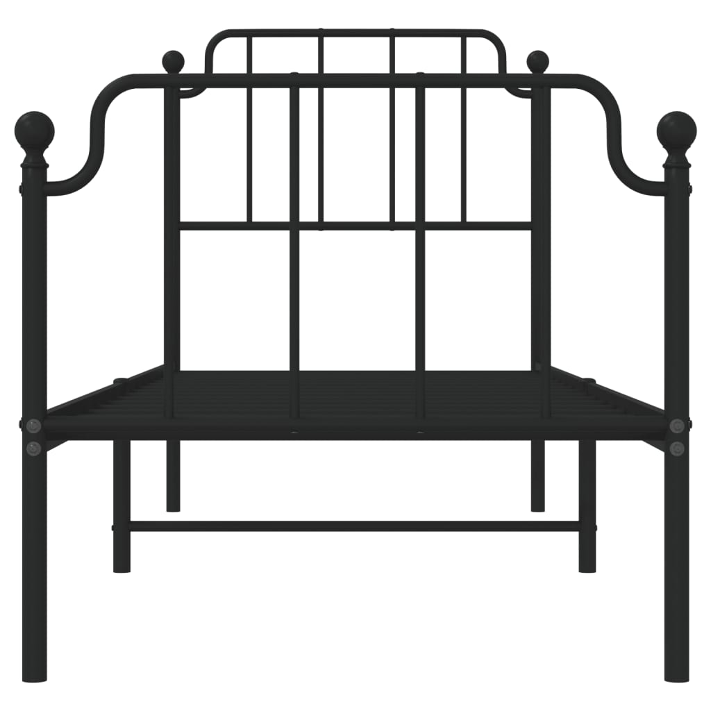 Giroletto con Testiera e Pediera Metallo Nero 75x190 cm - homemem39