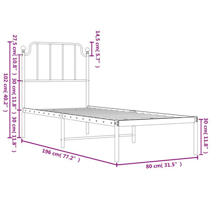 Giroletto con Testiera Metallo Bianco 75x190 cm - homemem39