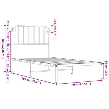 Giroletto con Testiera Metallo Bianco 90x190 cm - homemem39