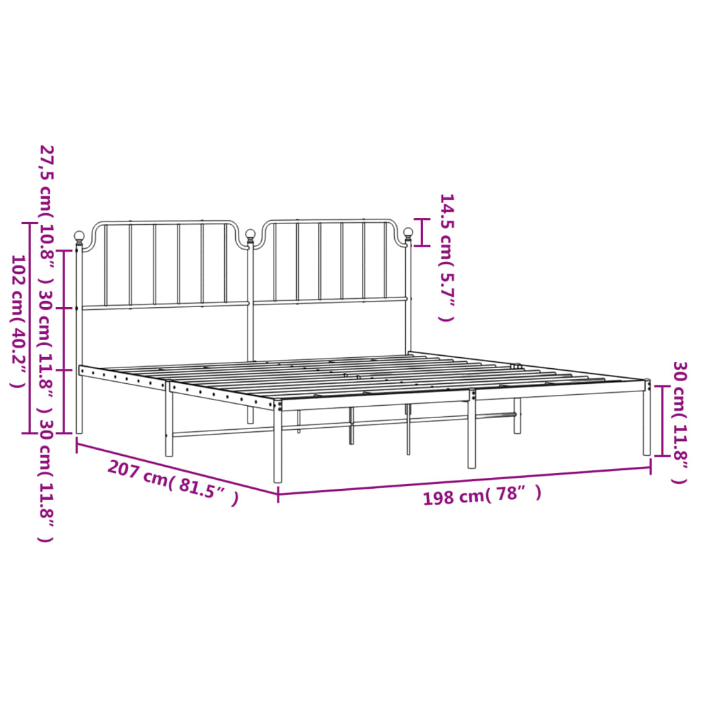 Giroletto con Testiera Metallo Bianco 193x203 cm - homemem39