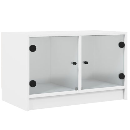 Mobile Porta TV con Ante in Vetro Bianco 68x37x42 cm - homemem39