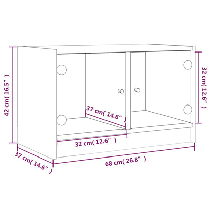 Mobile Porta TV con Ante in Vetro Bianco 68x37x42 cm - homemem39