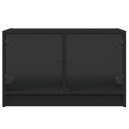 Mobile Porta TV con Ante in Vetro Nero 68x37x42 cm - homemem39