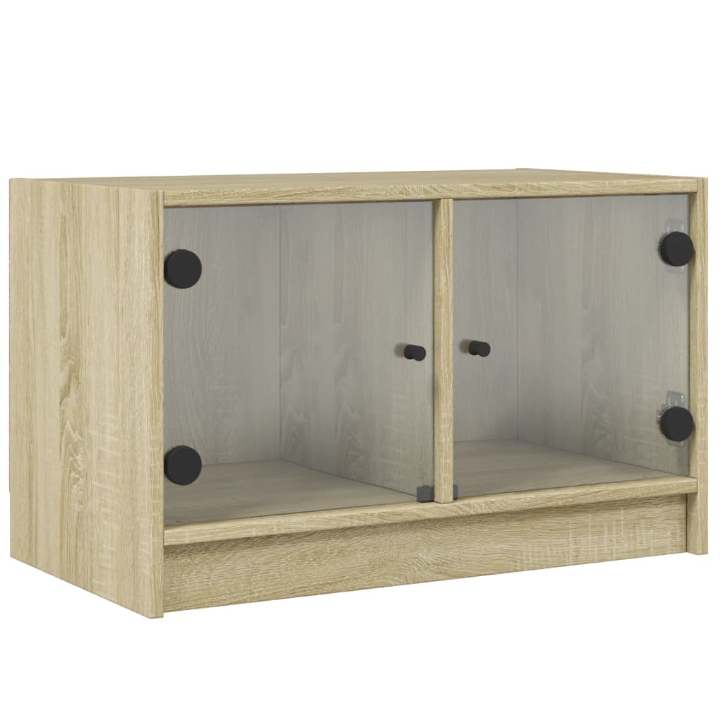 Mobile Porta TV con Ante in Vetro Rovere Sonoma 68x37x42 cm - homemem39